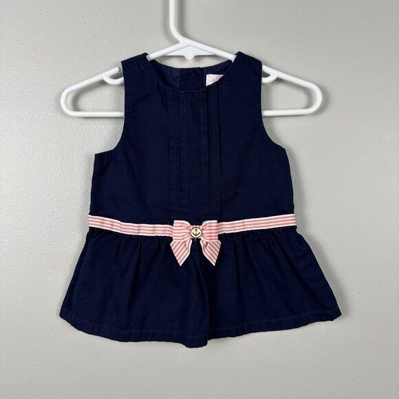 Janie and Jack 0-3 Months Navy Nautical Dress Vintage Pink Label - Picture 1 of 3